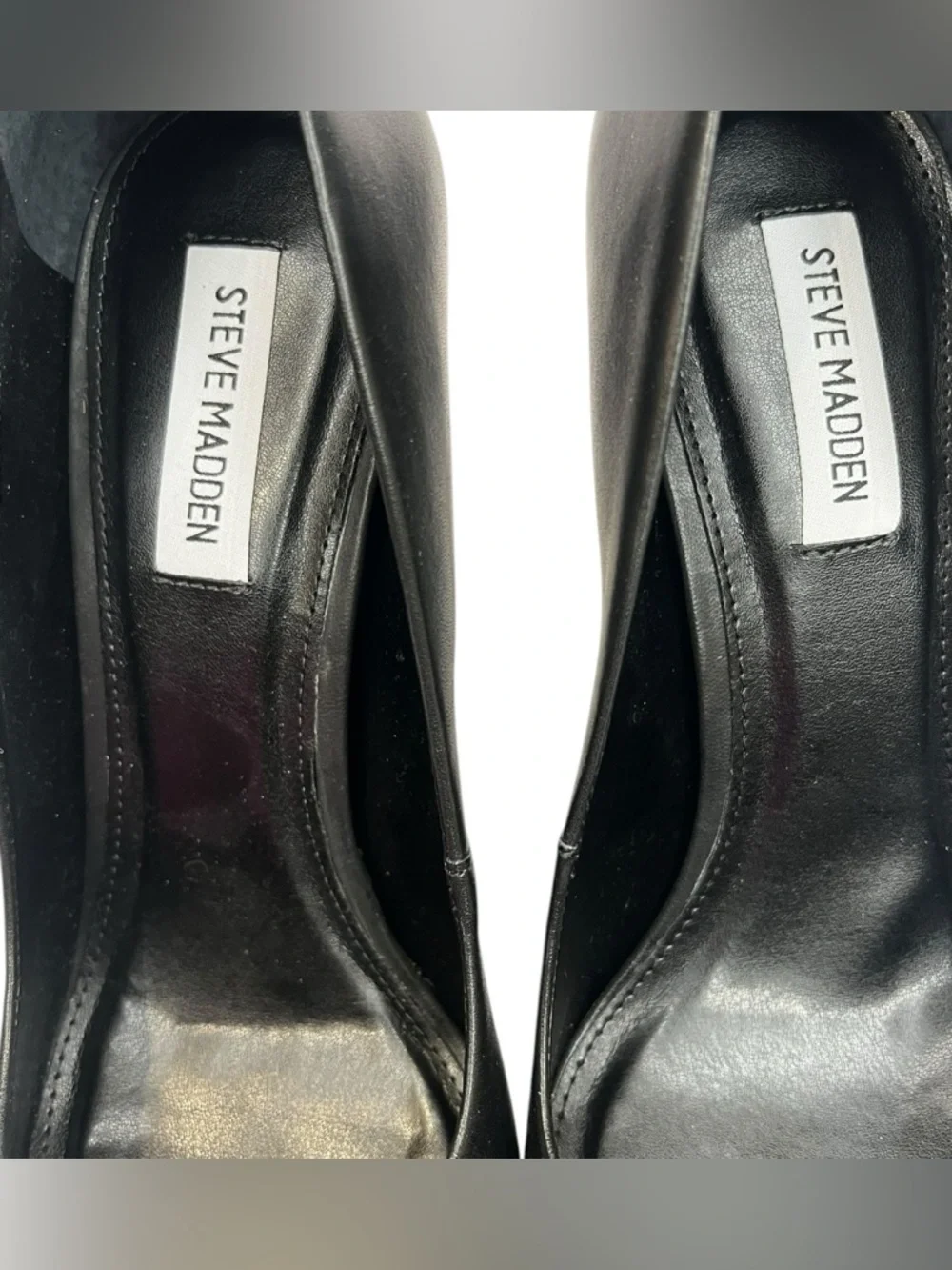 Steve Madden Graham Black Leather Stiletto Heels Size 10 Pointed Toe Pumps - Picture 6 of 8